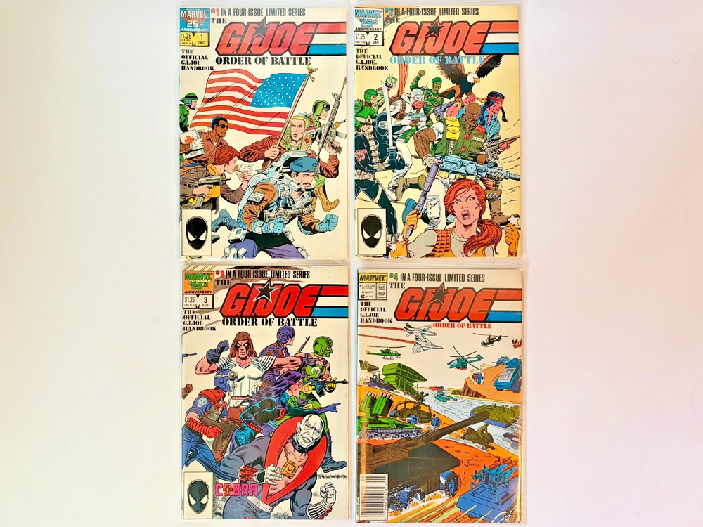 GI Joe Order of Battle Comic Lot Marvel 1986 #1-4 Handbook Series